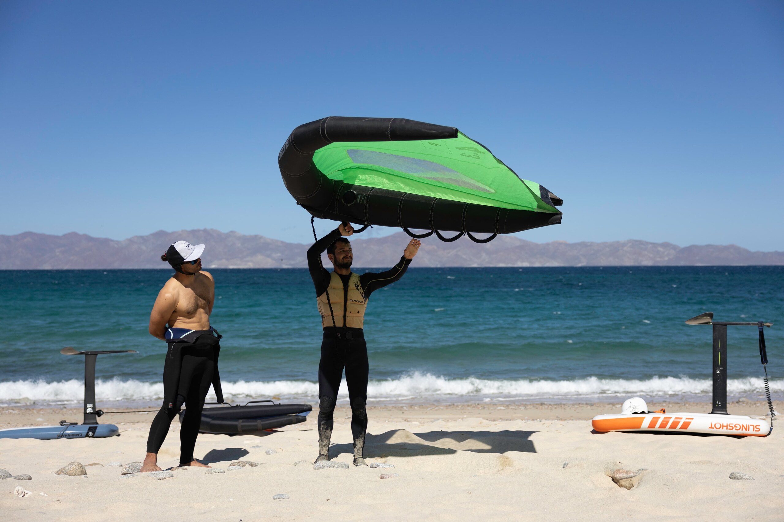 Wing foiling lesson on the beach in La Ventana