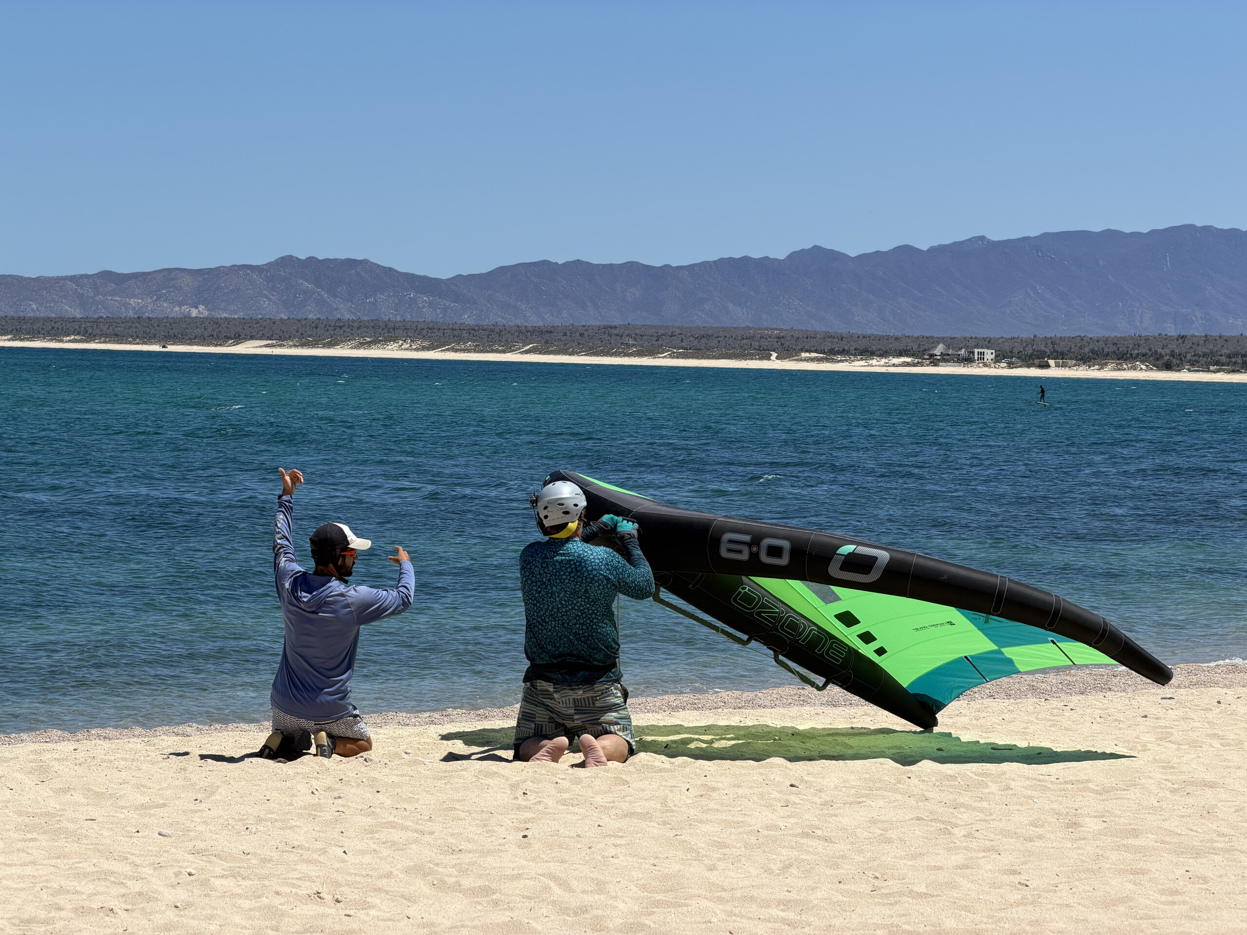 Wing foiling coaching on the beach in La Ventana